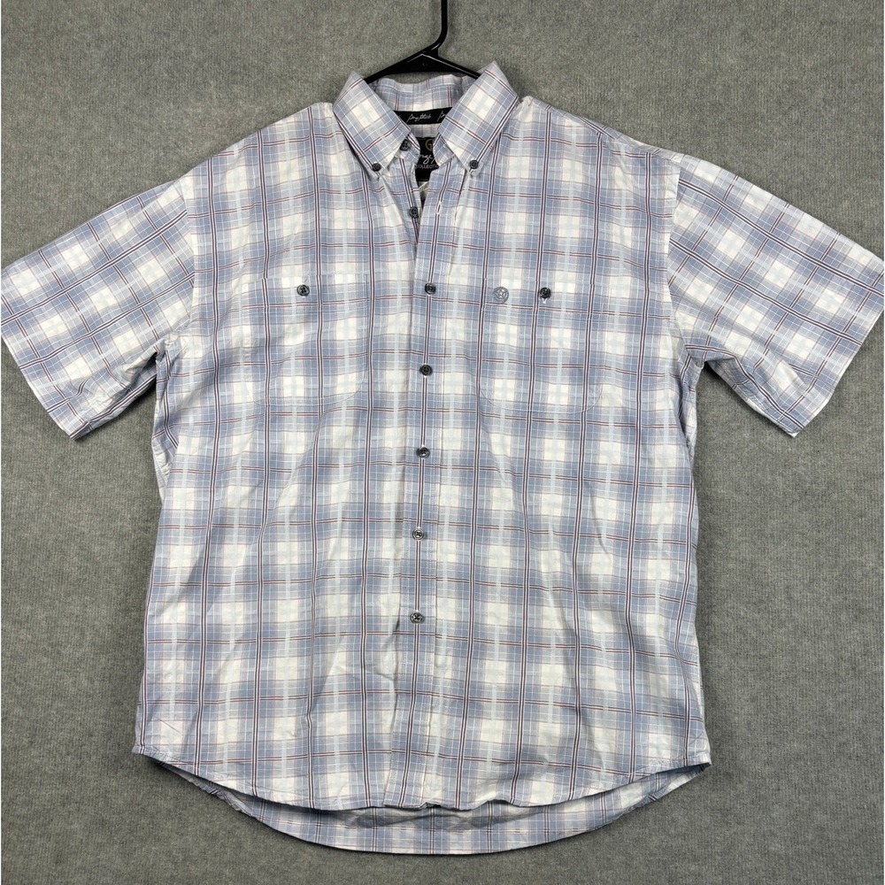 Wrangler George Strait Collection Plaid Short Sleeve Western Shirt Large Blue
